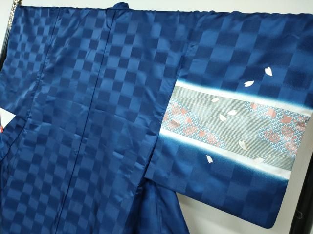 平和屋着物 男性 訪問着 横段舞桜文 暈し染め 金彩 洗える着物 ud