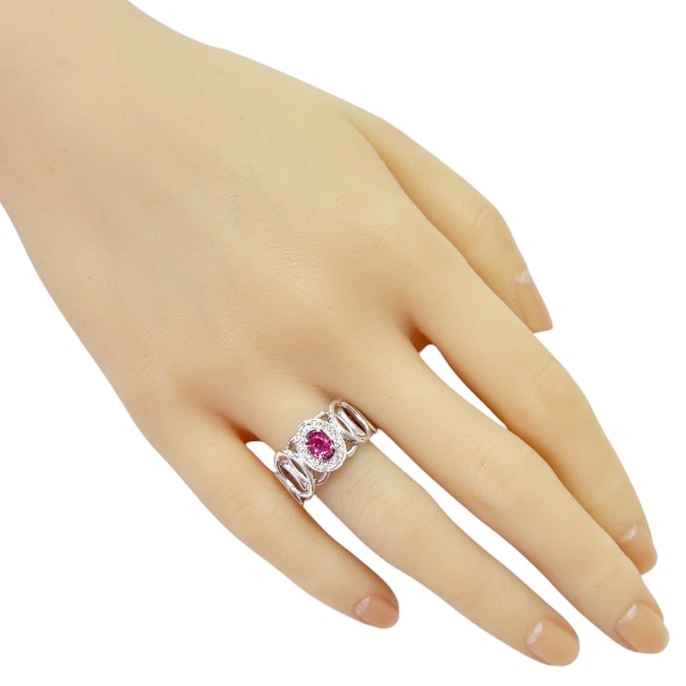 リング 指輪 13号 18金 K18ホワイトゴールド ルビー レディース