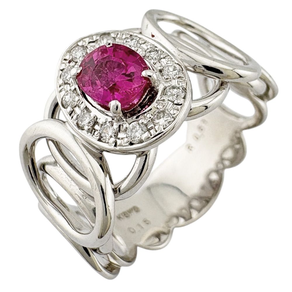 リング 指輪 13号 18金 K 18ホワイトゴールド ルビー レディース