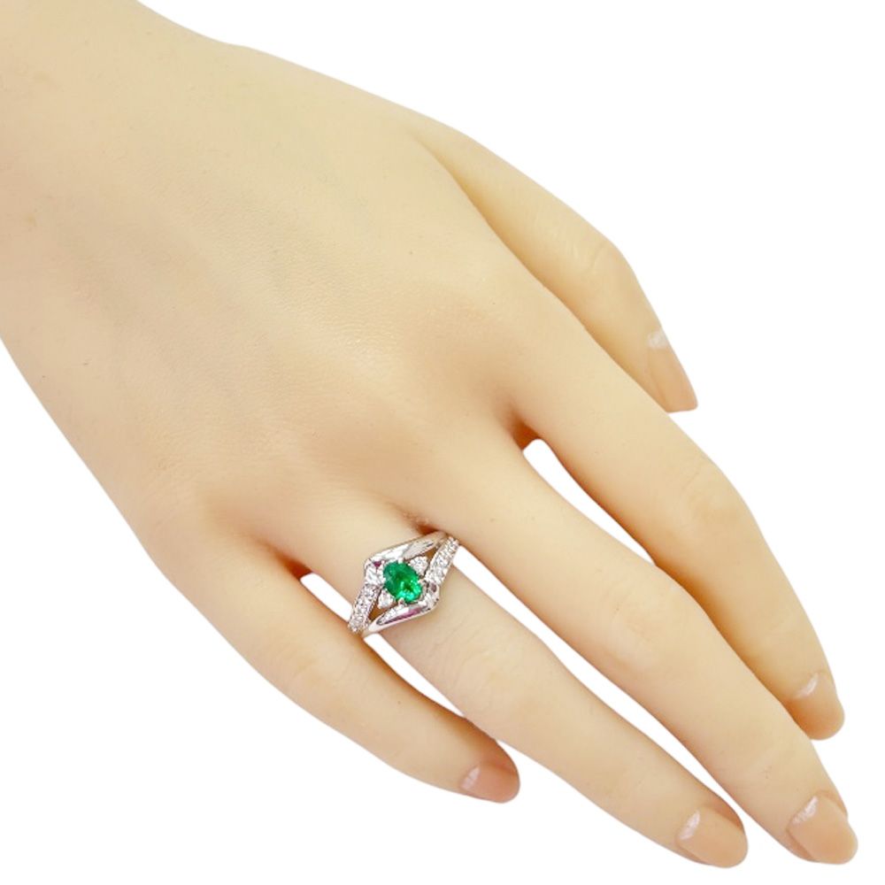 リング 指輪 11号 Pt900プラチナ エメラルド レディース