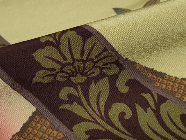 平和屋着物○訪問着 刺繍 熨斗鳳凰草花文 暈し染め 金彩 正絹