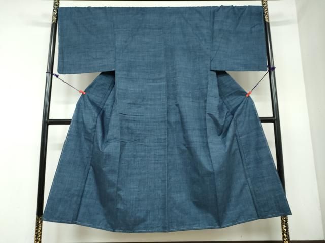 平和屋着物 男性 紬 アンサンブル 紺鼠色 正絹 ud