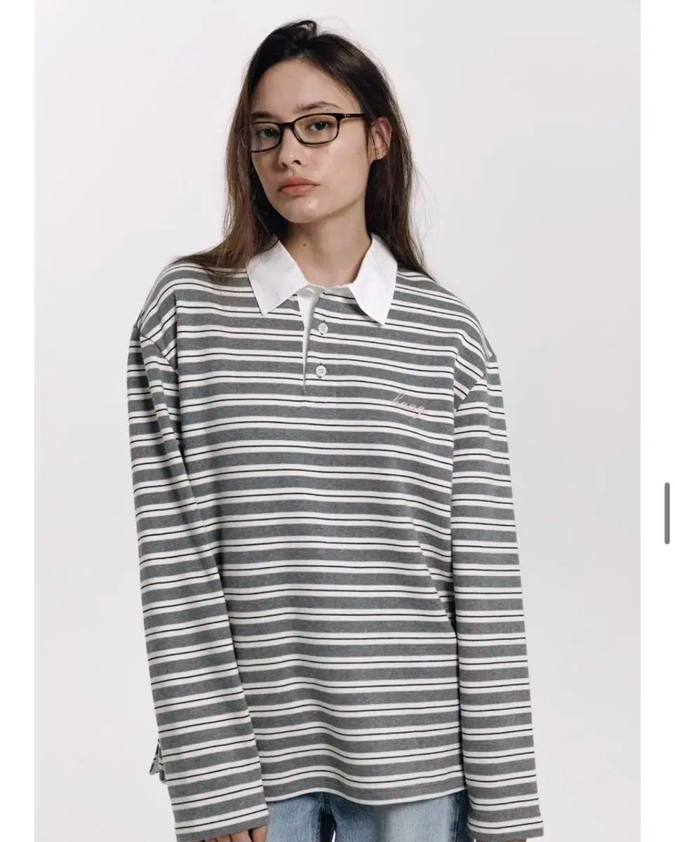 ヘイグ ストライプ ラグビー Tシャツ グレー