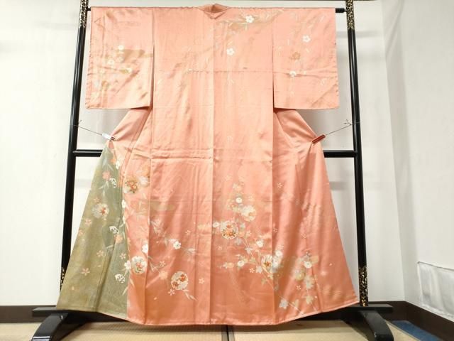 平和屋着物 訪問着 駒刺繍 雪輪草花文 金彩 正絹 CAAZ3185yc