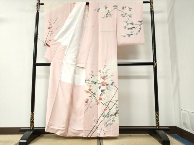 平和屋着物 訪問着 作家物 流水牡丹枝梅文 暈し染め 金彩 正絹 CAAZ3190yc