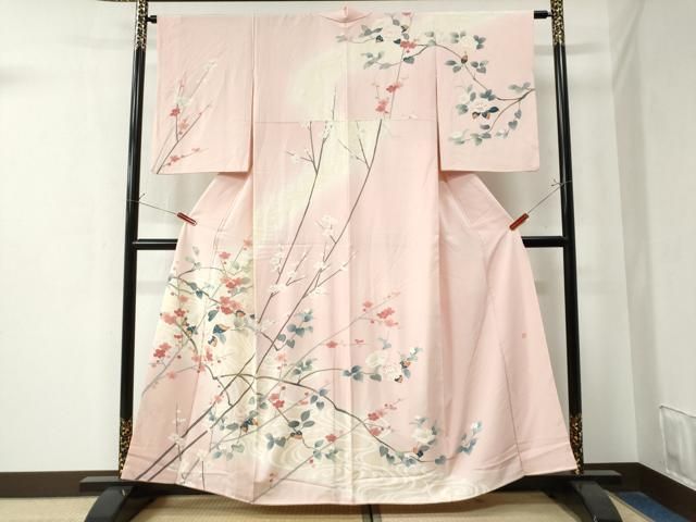 平和屋着物 訪問着 作家物 流水牡丹枝梅文 暈し染め 金彩 正絹 CAAZ3190yc