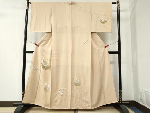 平和屋着物 訪問着 駒刺繍 花籠文 金彩 正絹 CAAZ3192yc