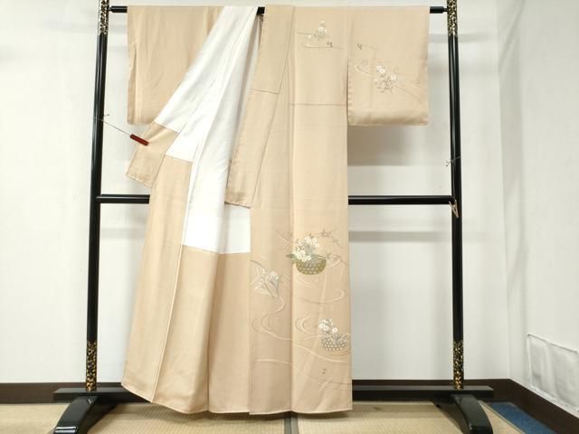 平和屋着物 訪問着 駒刺繍 花籠文 金彩 正絹 CAAZ3192yc