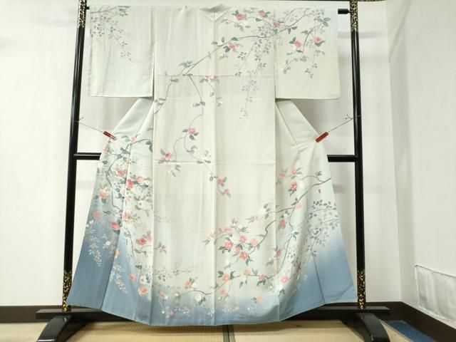 平和屋着物 訪問着 友禅 作家物 枝花文 暈し染め 金彩 正絹 CAAZ3206yc