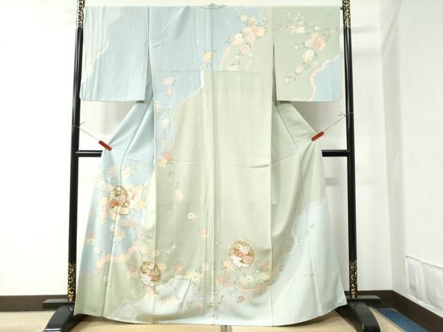 平和屋着物 訪問着 雪輪吉祥草花文 金彩 正絹 yc