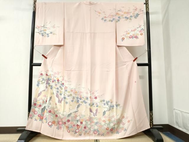 平和屋着物 訪問着 友禅 作家物 飛鶴枝花文 暈し染め 正絹 CAAZ3241yc