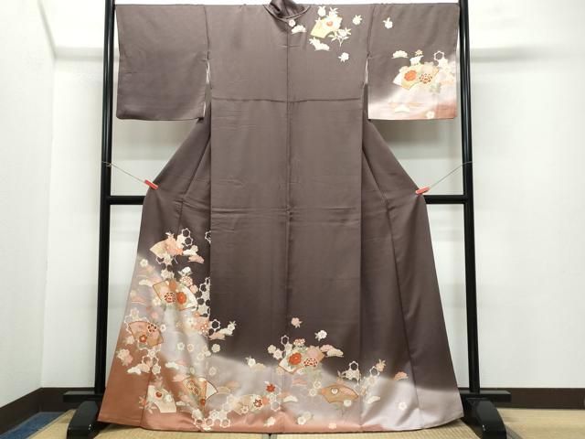 平和屋着物 訪問着 地紙草花文 暈し染め 金彩 正絹 CAAZ8112vf