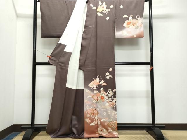 平和屋着物 訪問着 地紙草花文 暈し染め 金彩 正絹 CAAZ8112vf