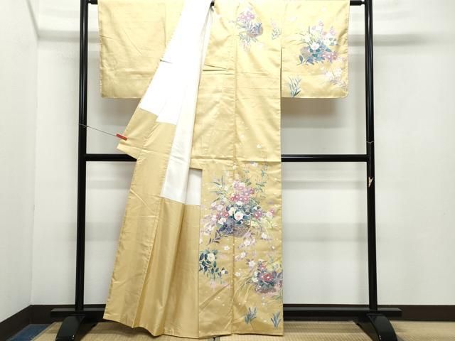 平和屋着物 訪問着 作家物 紬地 花籠文 正絹 CAAZ8123vf