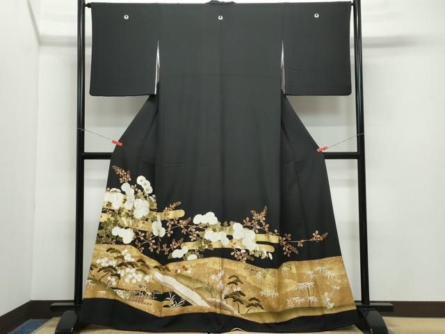 平和屋着物 豪華黒留袖 刺繍 渡り橋草花文 金彩 高島屋扱い 正絹 CAAZ8125vf