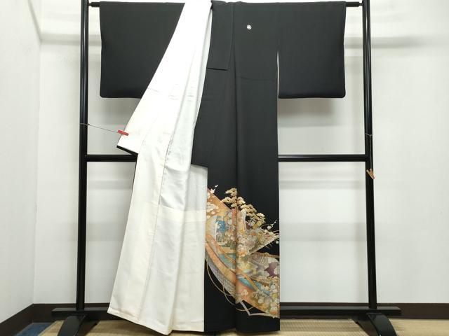 平和屋着物 金彩友禅 卓越技能者 名工 和田光正 黒留袖 御所車草花文 金銀彩 正絹 CAAZ8127vf