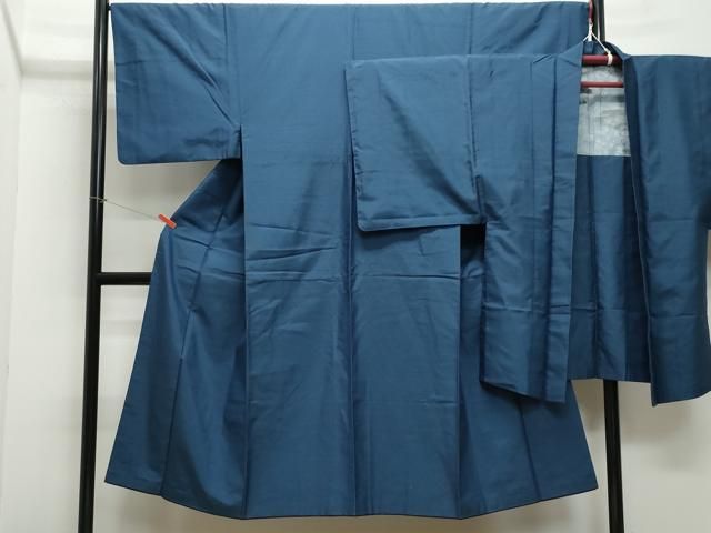 平和屋着物 男性 紬 アンサンブル 深縹色 正絹 CAAZ8138vf