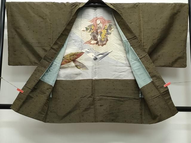  平和屋着物 男性 髭紬 アンサンブル 長襦袢セット 涅色 正絹 vf 着物セット 着物 浴衣