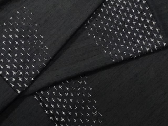 平和屋着物 上質な紬 十字絣 黒地 正絹 CAAZ8169vf