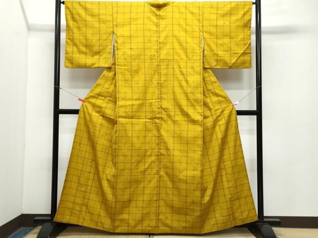 平和屋着物 上質な紬 市松綾織 吉祥文 正絹 CAAZ8172vf