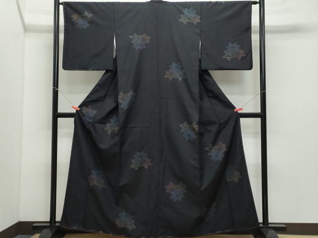 平和屋着物 結城紬 80亀甲 飛び亀甲柄 楓文 正絹 CAAZ8175vf