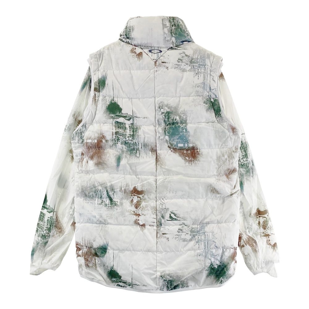 サイズ M OAKLEY オークリー FOA404241 2WAY ダウンジップジャケット スカル 総柄 ホワイト系 240101403337 ゴルフウェア メンズ ストスト