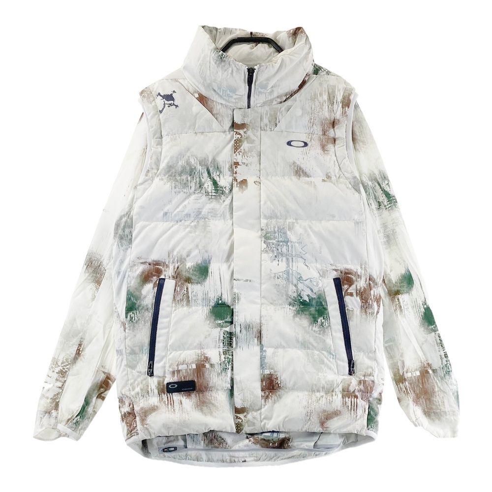 サイズ M OAKLEY オークリー FOA404241 2WAY ダウンジップジャケット スカル 総柄 ホワイト系 240101403337 ゴルフウェア メンズ ストスト