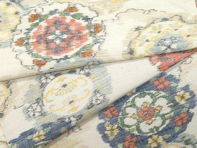 平和屋着物 小千谷紬 雪輪花唐草文 正絹 CAAZ8176vf