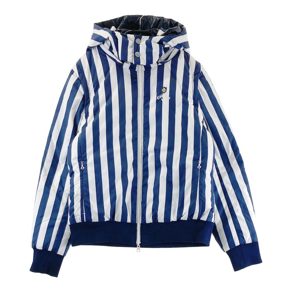 サイズ M CALLAWAY キャロウェイ リバーシブル4WAYダウンジャケット ストライプ柄 ネイビー系 240101418966 ゴルフウェア レディース ストスト