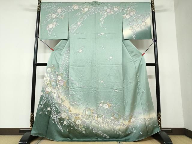 平和屋着物 訪問着 絞り 辻が花 暈し染め 金彩 三越扱い 背抜き仕立て 正絹 DAAY5529ud