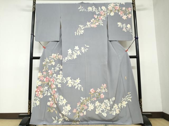 平和屋着物 訪問着 友禅 作家物 枝花文 大丸扱い ロング丈 正絹 DAAY5531ud