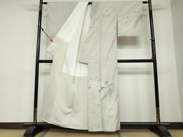 平和屋着物 訪問着 作家物 紬地 流水草花文 鈴乃屋扱い 正絹 DAAY5538ud