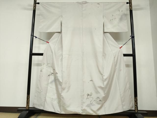 平和屋着物 訪問着 作家物 紬地 流水草花文 鈴乃屋扱い 正絹 DAAY5538ud