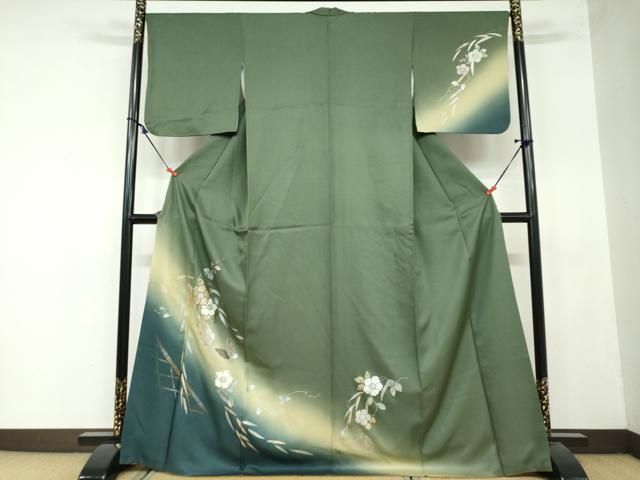 平和屋着物 訪問着 花蝶文 暈し染め 金銀彩 正絹 ud