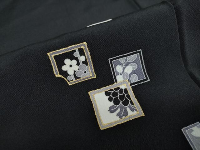 訪問着 箔散らし草花文