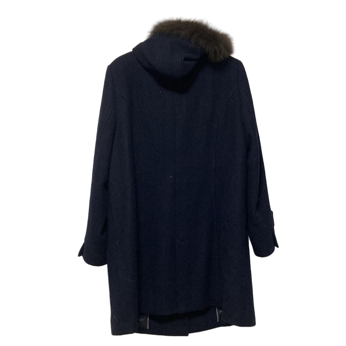 Rose Tiara ローズティアラ コート サイズ46 XL レディース - ネイビー×ダークブラウン 長袖 フォックス ファー取り外し可 リボン 冬