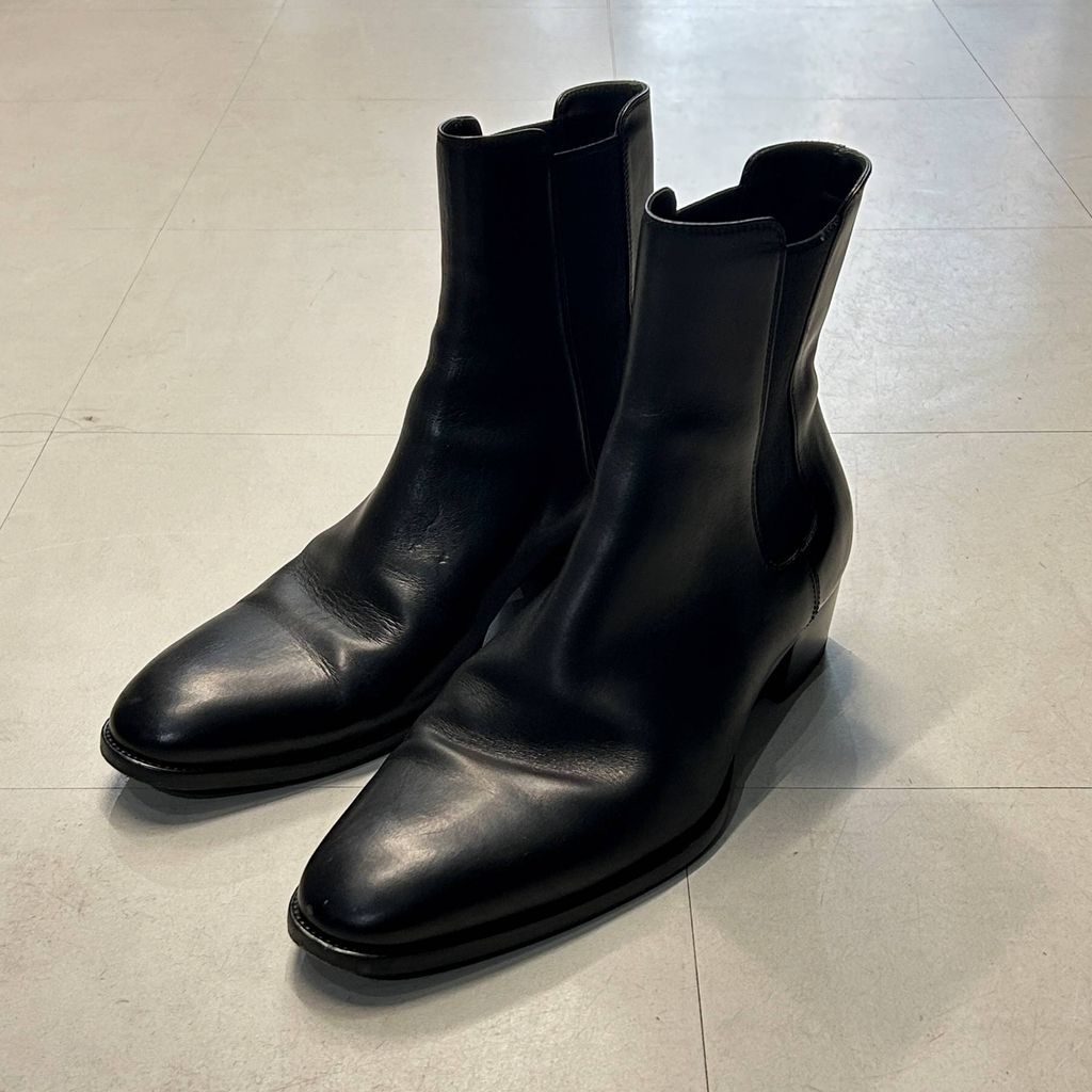 Saint Laurent サンローラン Leather Chelsea Boots レザーチェルシーブーツ 634194 ブラック size 42 中目黒A11