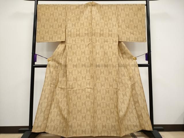 平和屋着物 上 夏物 紗紬 絵絣 黃橡色地 CYAA3534s5