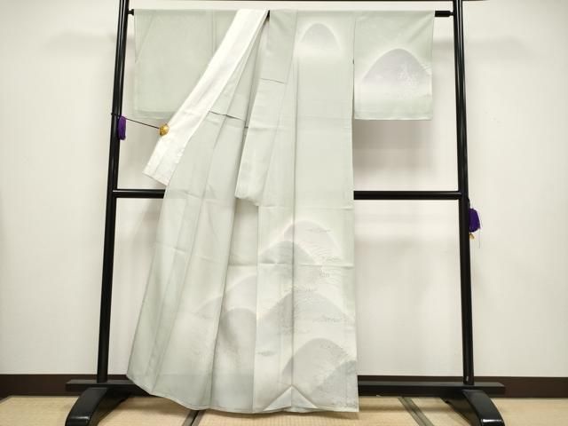 平和屋着物 上 夏物 訪問着 刺繍 遠山枝葉文 暈し染め 銀彩 反端付き CYAA3536s5