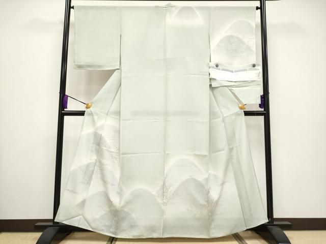 平和屋着物 上 夏物 訪問着 刺繍 遠山枝葉文 暈し染め 銀彩 反端付き CYAA3536s5