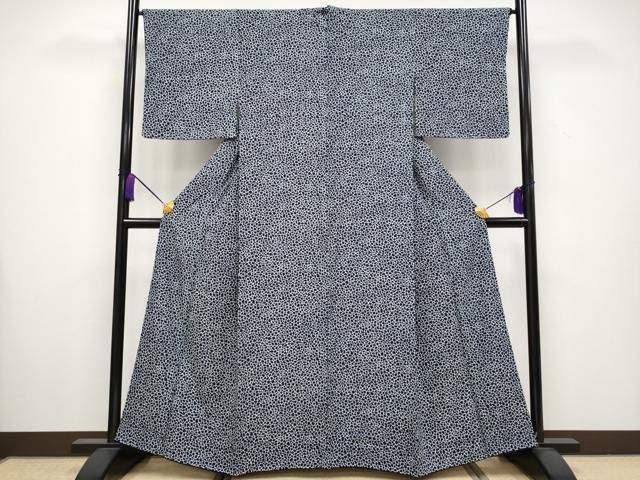 平和屋着物 上 藍造り国選定無形文化財 藍師 佐藤昭人 大澤石雄 小紋 あられ文 反端付き CYAA3543s5
