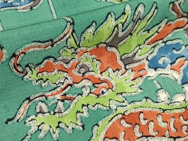 人気アイテムが再入荷！ 平和屋着物 上 小紋 龍舞 お召縮緬 緑青色地 CYAA3547s5