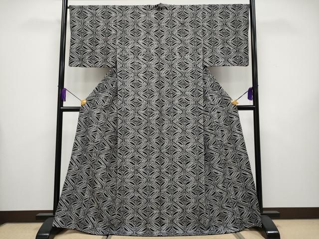 平和屋着物 上 小紋 総絞り 菱吉祥文 黒地 CYAA3572s5