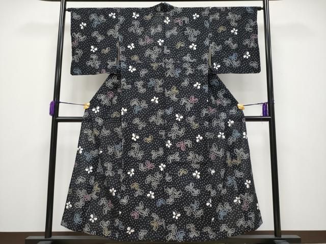 平和屋着物 上 夏物 浴衣 有松鳴海絞り 舞蝶文 黒地 やまと誂製 綿 CYAA3647s5