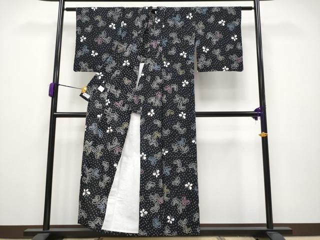 平和屋着物 上 夏物 浴衣 有松鳴海絞り 舞蝶文 黒地 やまと誂製 綿 CYAA3647s5