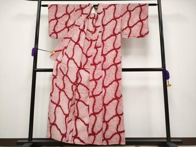 平和屋着物 上 夏物 浴衣 有松鳴海絞り 抽象文 朱 緋色 綿 CYAA3649s5