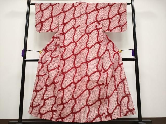 平和屋着物 上 夏物 浴衣 有松鳴海絞り 抽象文 朱 緋色 綿 CYAA3649s5