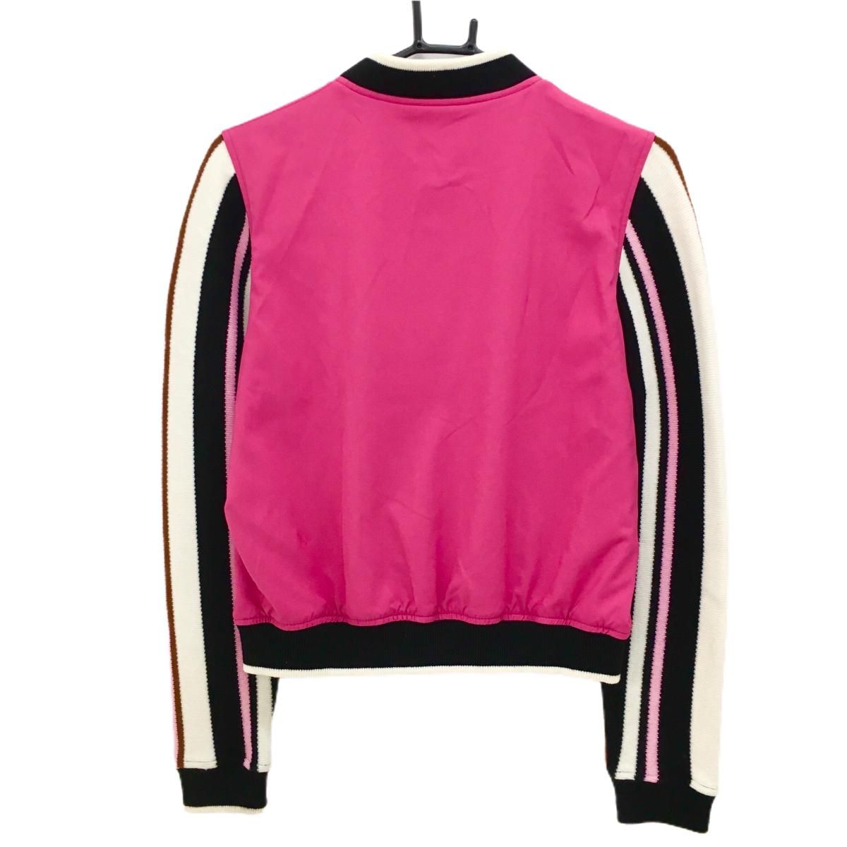 超 アルチビオ ジャケットブルゾン ピンク×黒×白 袖ニットボーダー 身頃蓄熱裏地 レディース 38 M ゴルフウェア archivio