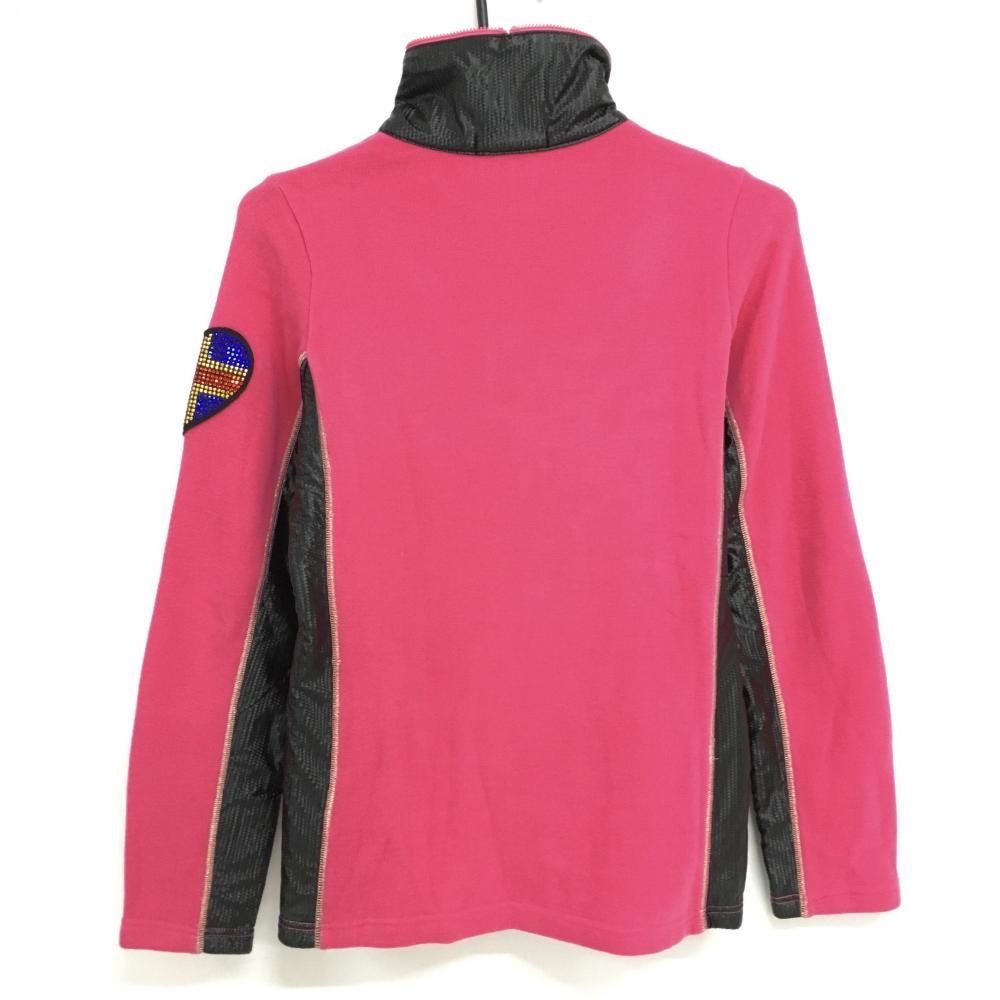 ダンスウィズドラゴン ハイネックセーター ピンク×黒 ハーフジップ 一部切替 裏起毛 レディース 2 M ゴルフウェア Dance With Dragon