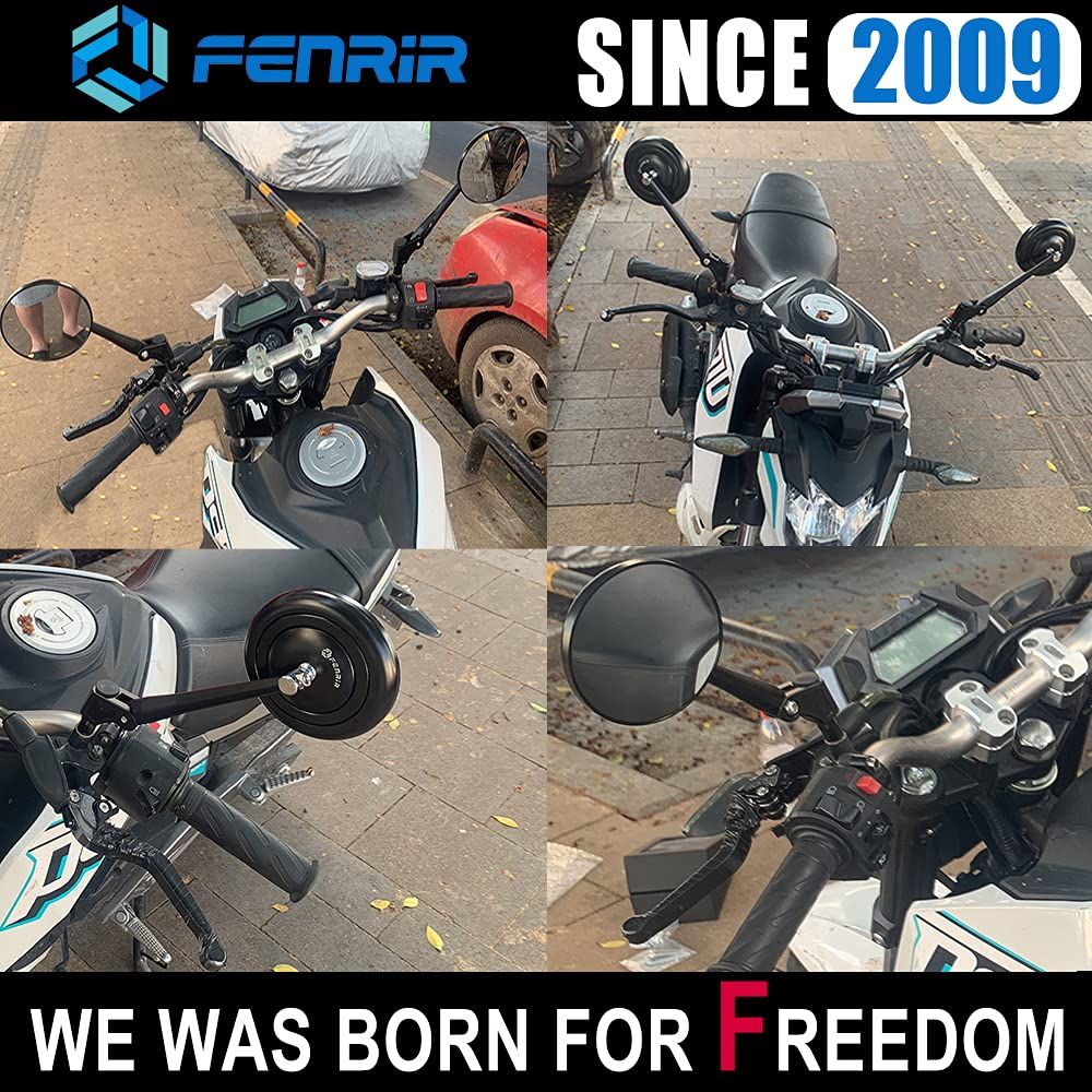 FENRIR 丸型 ブラック バイク ミラー にとって XSR900 XSR700 SR400 BOLT Rスペック Z900RS Z650RS W800 GB350 CB125R CB250R CB400SF CB650R CB1000R CB1100 BRIGHTFACE_UK